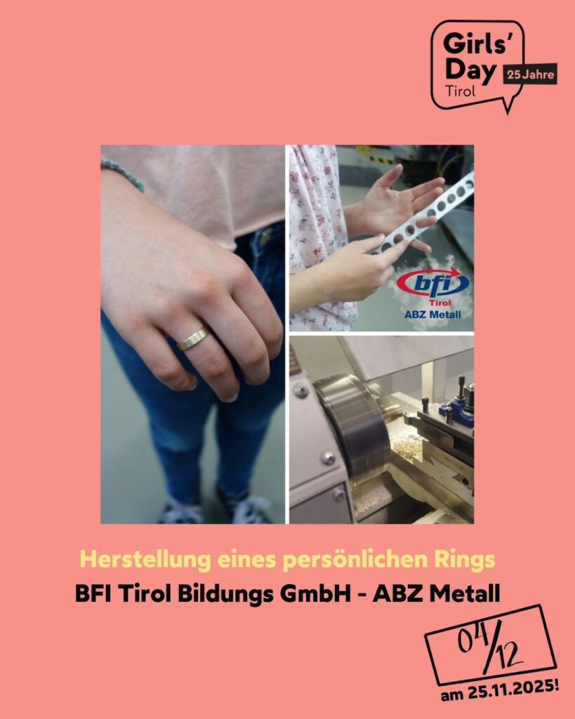 Sie sehen ein Mädchen bei der Herstellung eines persönlichen Rings - BFI Tirol Bildungs GmbH - ABZ Metall